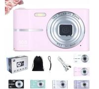 Aura-CAM - 2000's Aesthetic Digital Camera, 50MP Camera, HD 1080P Portable Small Cameras, 16X Zoom Anti Shake, Autofocus, Compact Retro Style Vlogging Camera for Teens and Beginners(Pink)