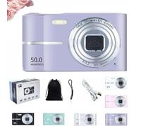 Aura-CAM - 2000's Aesthetic Digital Camera, 50MP Camera, HD 1080P Portable Small Cameras, 16X Zoom Anti Shake, Autofocus, Compact Retro Style Vlogging Camera for Teens and Beginners(Purple)