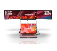Aura Displays Triple Aero 15.6 pulgadas Pro Max - Monitor portátil triple de 15.6 pulgadas 1080P FHD IPS HDR USB C HDMI para Windows, Mac, ligero y delgado, extensor de visualización triple para