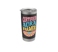 Aura Farmer Funny Gen Z Meme Retro Flower Vaso térmico de acero inoxidable de doble pared
