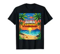 Aura Farming Beach Sunset Pixel Gen Z Slang Genz Camiseta gráfica económica