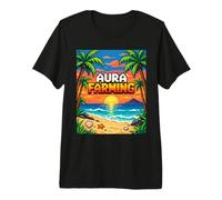 Aura Farming Beach Sunset Pixel Gen Z Slang Genz Camiseta Premium