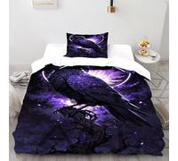 Aura Funda De Edredón 2 Piezas 3D Impresa Fantasy Sky Bird con Funda Almohada Single（135x200cm） Microfibra Juego De Ropa De Cama para para Niñosy Hombres