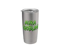 AURA GOBLIN Divertido Regreso A La Escuela Meme Aura Clip Granja Maxxing Vaso térmico de acero inoxidable de doble pared