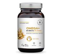 Aura Herbals - Omega+ con Vitamina D3 800 UI para niños (60 cápsulas de fácil apertura)