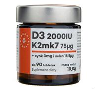 Aura Herbals Vitamina D3 2000 UI + K2 + Zinc + Selenio - 90 Tabletas