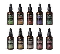 AURA | Juego 10 Aceites Esenciales para Humidificador | 100% Puro | Pack con Aromas Azahar | Dama | Amor | Cerezo| Lilas | Coco | Eucalipto | Melón | Rosa | Vainilla | Set 10x25ml | 0% Alcohol