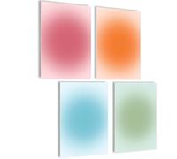 Aura Juego de pósteres con diseño de corazón de alma, diseño estético Y2K, estética de yoga, ley de atracción (colores aura, juego de 4 pósteres A4 (21 x 30 cm, sin marco)