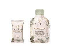 Aura Luxury Collection Herbarium Essential - Kit de cortesía para hotel, 100 unidades | 50 champú de ducha de 25 ml + 50 jabones de 9 g | Para B&B, agroturismos, casas de vacaciones y glamping