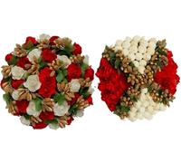 AURA MART Accesorios artificiales para el cabello para hacer moños de flores para mujeres y niñas, multicolor, paquete de 2