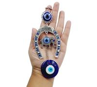 AURA MART Colgante de mal de ojo para entrada del hogar, espejo de coche, decoración de puerta de casa, herradura con elefante, figura de Nazar Battu para protección del hogar, dije de buena suerte