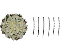 AURA MART Flower Gajra - Accesorios para el cabello para mujeres y niñas, color blanco (con 06 alfileres)