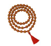 AURA MART Handicrafts Mukhi Rudraksha Mala de 6 mm con cuentas de sándalo rojo | 108+1 cuentas | Rosario de oración tradicional hecho a mano | Meditación espiritual Japa Mala | Edición coleccionista