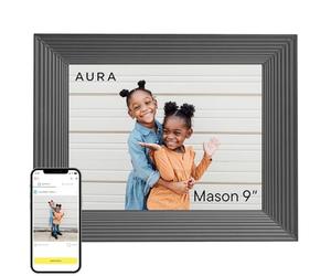 Aura Mason HD Marco de Fotos Digital Inteligente 9 Pulgadas WiFi Cloud Marco de Fotos Digital, Almacenamiento Ilimitado Gratis, Enviar Fotos Desde Cualquier Lugar- Grafito