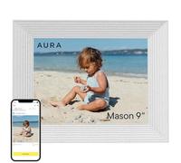 Aura Mason Marco de Fotos Digital Inteligente 9 Pulgadas HD WiFi Nube Marco de Fotos Digital, Almacenamiento Ilimitado Gratis para Enviar Fotos Desde Cualquier Lugar - Cuarzo Blanco