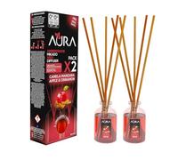 Aura | Pack 2 Ambientador Mikado | 30ml | 100% Puro | Duración 4 Semanas | 2x30ml | 0% Alcohol (Canela y manzana, 2x30ml)