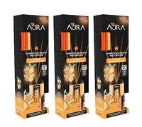 AURA | Pack 3 Ambientador Mikado con Varillas | Aroma Azahar y Mandarina | Larga Duración 4 Semanas | 0% Alcohol | 3x30ml