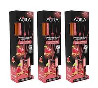 AURA | Pack 3 Ambientador Mikado con Varillas | Aroma Canela Manzana | Larga Duración 4 Semanas | 0% Alcohol | 3x30ml