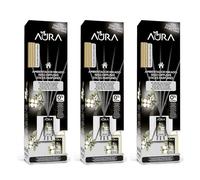 AURA | Pack 3 Ambientador Mikado con Varillas | Larga Duración 4 Semanas | 0% Alcohol | 3x30ml (Flor de Algodón)