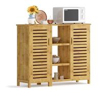 AuraCraft Armario auxiliar de bambú, para baño, consola, armario de almacenamiento, para baño, salón, cocina, multifuncional, gran espacio de almacenamiento (100 x 87 cm)