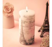 Auradecor Wax Donsced Paris Eiffel Tower Candela || Candela del pilastro da 3 * 6 pollici || Candela bianca || Candela d'amore || Love of Paris (deco