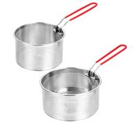 Aurafly 2 Pcs CoLADor de Pasta de Metal Colador de Fideos con Asas Extraíble Colador de Cocina de Acero Inoxidable Cesta para Freidora para Lavar, Escurrir, Freír, Hervir y Cocer al Vapor, 16cm+18cm