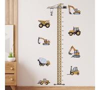 Aurafly 2 Piezas Medidor Niños Pared, Pegatinas Pared Decorativas Infantiles Diseño de Vehículo de Construcción Medidor Niños Pared Pegatinas para Habitación Infantil y Ludoteca