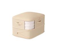 Aurafly 2 Piezas Organizador Autocomprimible que Ahorra Espacio, 54 x 42 x 30cm Cajas Almacenaje con Ventana Transparente, Bolsas Almacenaje Plegable para Ropa Edredones Mantas (Beige)