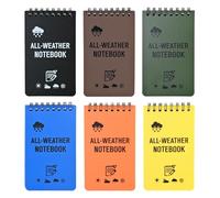 Aurafly 6 Piezas Cuadernos Impermeables, Bolsillo Bloc de Notas para Todo Tipo de Clima Impermeable,Tácticas Cuadernos en Espiral de 3 "x 5" para GrabacióN De Actividades Al Aire Libre (6 Colores)