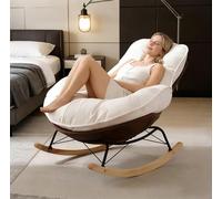 AuraFurn Mecedora, sillón balancín ergonómico, cojín extra grueso y respaldo, sillón moderno para salón y dormitorio, base de madera estable y marco de metal, resistente a las caídas