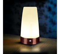 Auraglow Lámpara de mesa inalámbrica con sensor de movimiento PIR, superbrillante, LED, funciona con pilas, luz nocturna para pasillo, redonda, paquete de 2