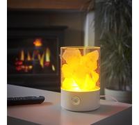 Auraglow Lámpara de roca de cristal original de Pakistán de la gama de sal rosa del Himalaya, luz LED USB, luz de estado de ánimo, regulable al tacto con blanco cálido y modos de cambio de color