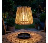 Auraglow Lámpara Solar de Ratán, Bombilla Cristal Craquelado, Pack de 1
