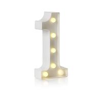 Auraglow Letrero LED de letras y números del alfabeto, lámpara para fiesta de cumpleaños en casa, eventos, luces nocturnas, letras y números alimentados por pilas con temporizador de cuatro horas (1)