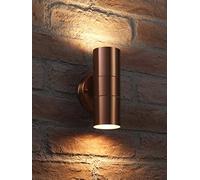 Auraglow Luz de pared Cobre Acero inoxidable Arriba y abajo - 2 x LED Bombilla (Blanco cálido) 7W Incluido