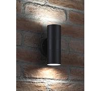 Auraglow Luz de pared Negro Acero inoxidable Arriba y abajo - 2 x LED Bombilla (Blanco frío) 7W Incluido