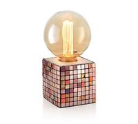 Auraglow Mysa Lámpara de Escritorio o de Mesa de Noche de Efecto de Mosaico Colorido de Cubo de Piedra de Cemento