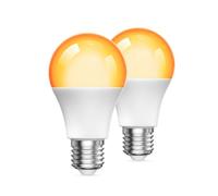 Aurahome Bombilla LED E27 2000K, Luz Cálida Ámbar Bloqueo de la Luz Azul Bombilla Nocturna 9W (60W Equivalente) Cálido Suave para Dormitorio, Sueño Saludable para Guardería del Bebé, 2 Unidades