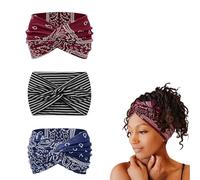Aurali Printed Cross Wide Headband,Printed Cross Yoga Headband,Acssart Headbands,Non Slip Soft,Perfect for Yoga, Travel, or Everyday Vibes (3 PCS-B)