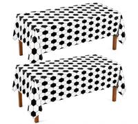 AURALIN 2 manteles de fútbol Blanco y Negro 137×274 cm para Fiestas | Plástico que se limpia con un paño para decorar a juego la mesa en tardes de partido y cumpleaños de fútbol