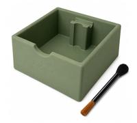 AURALIN Cajón de posos cuadrado Verde silicona 16×15×6 y medio cm | Caja resistente de abertura recta para portafiltro cafetera barista en casa zona de descanso y limpieza sencilla