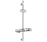 Auralum Barra de Ducha 70cm de Acero Inoxidable con Estante sin Taladrar, Columna de Ducha sin Grifo con Soporte Ajustable 360°, Ø22mm Compatible con Agujeros Existentes, Ideal para Renovación, Cromo