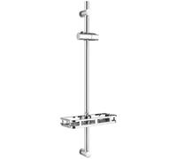 Auralum Barra de Ducha 90cm de Acero Inoxidable con Estante sin Taladrar, Columna de Ducha sin Grifo con Soporte Ajustable 360°, Ø22mm Compatible con Agujeros Existentes, Ideal para Renovación, Cromo