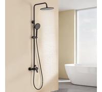 Auralum Columna de Ducha con Grifo Negra, Rociador Redondo Ø250 mm, Teleducha 3 Modos, Barra de Ducha Acero Inoxidable Ajustable, Compatible con Instalación Existente, Alta Presión, Diseño moderno