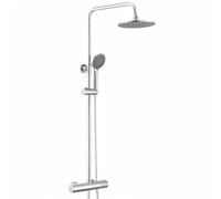 Auralum Columna de Ducha con Grifo Termostatica con Rociador Ducha Efecto lluvia 23x23cm y Aalcachofa de Ducha 3 Modos y Manguera Acero Inoxidable 1,5m, Duchas de Baño Altura Regulable 92-122cm, Cromo