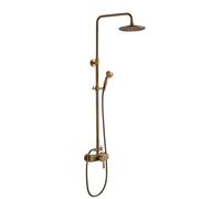 Auralum Columna de Ducha de Latón Antiguo con Rociador Lluvia 20cm y Alcachofa de Mano Teléfono, Conjunto de Ducha Retro de Cobre Altura Ajustable, Grifo Monomando Vintage para Baño Rústico y Reformas