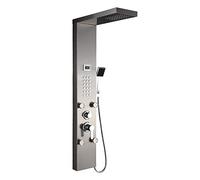 Auralum Columna Ducha, Columna Ducha Hidromasaje 4 Función con temperatura Pantalla LCD, Panel de Ducha Acero Inoxidable para Baño, Sistema de Panel de Ducha con Lluvia, ducha de mano y Masaje
