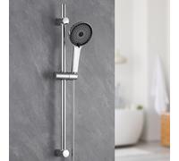 Auralum Columna Ducha sin Grifo, Barra de Ducha Acero Inoxidable 700mm con Inox Manguera 1500mm y Alcachofa (5 Modos, 120mm) Incluye Soporte