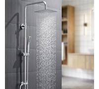 Auralum Columna Ducha sin Grifo, Set de Ducha con Cabezal de Ducha Lluvia 20×20 cm Cuadrado Acero Inoxidable, Alcachofa, Barra de Ducha Altura Regulable 68-108cm, válvula desviadora de Latón, Cromo