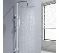 Auralum Columna Ducha sin Grifo, Set de Ducha con Cabezal de Ducha Lluvia 30×30 cm Acero Inoxidable, Alcachofa, Barra de Ducha Altura Regulable 68-108cm,válvula desviadora de Latón, Cromo